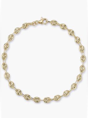 New 14K Solid Yellow Gold Mariner Chain Bracelet